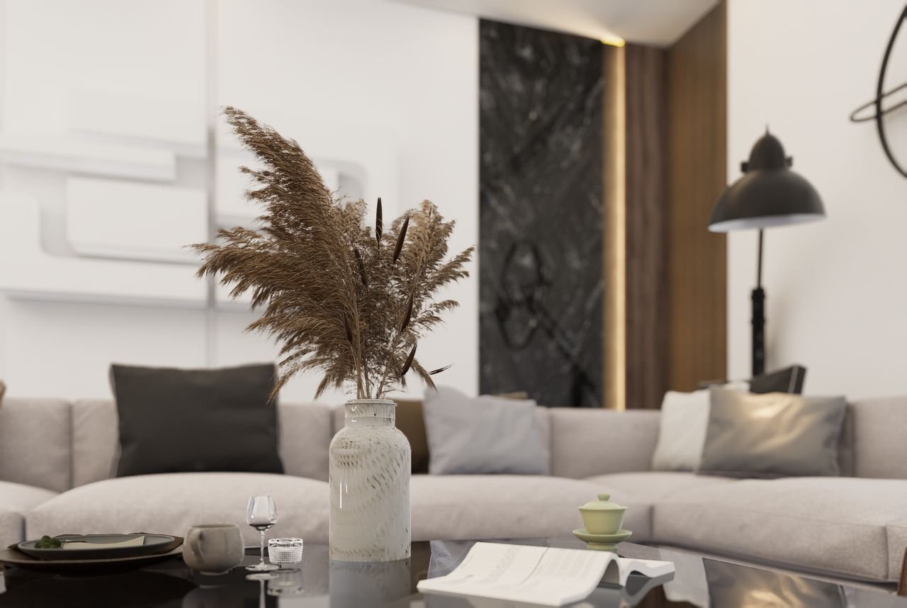 L'Art de Décorer Décoration d'intérieur contemporaine d'un salon chaleureux par Maison Thabika